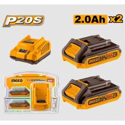 SET X2 BATERIA 20V 2AMP + 1 CARGADOR INGCO FBCPK1222